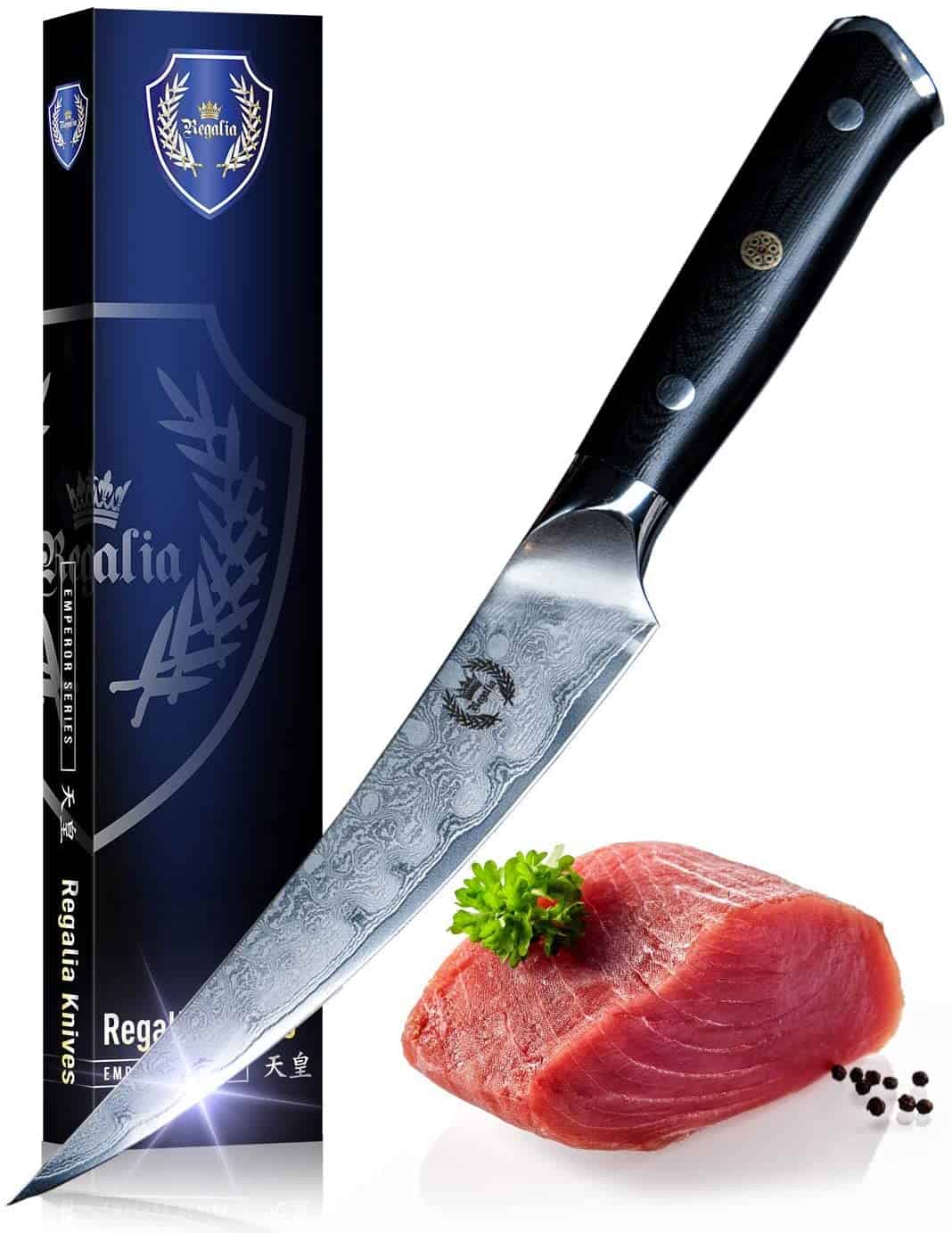 El mejor cuchillo para deshuesar de acero japonés AUS 10- Regalia Boning: cuchillo para filetear