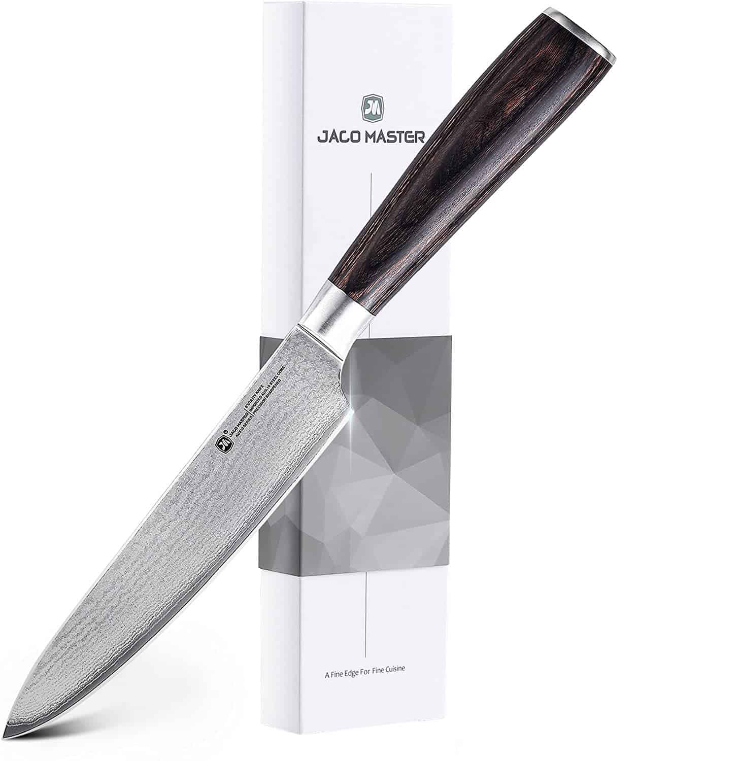 Theko e ntle ka ho fetisisa ea AUS 10 thipa ea tšepe ea Majapane- Jaco Master 6 Utility Chef Knife