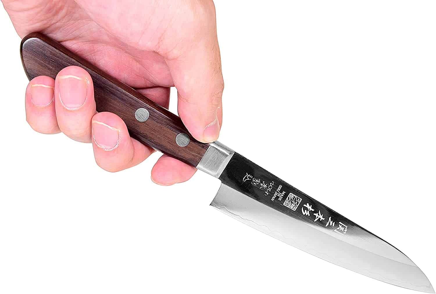 Mejor cuchillo pequeño en general: japonés Seki SANBONSUGI en la mano