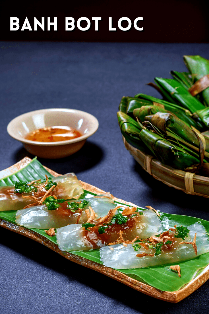 A plate of banh bot loc with sauce
