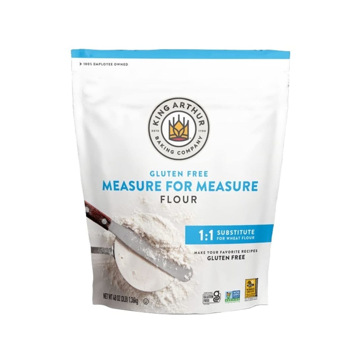 Use medida para medir farinha branca sem glúten como substituto da farinha de amêndoa