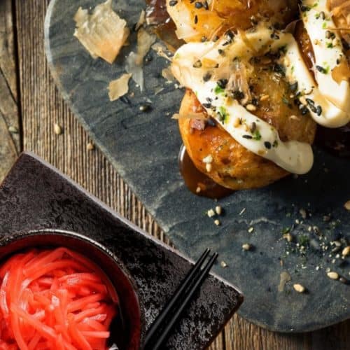 Recepta Beni Shoga Takoyaki amb salsa Takoyaki