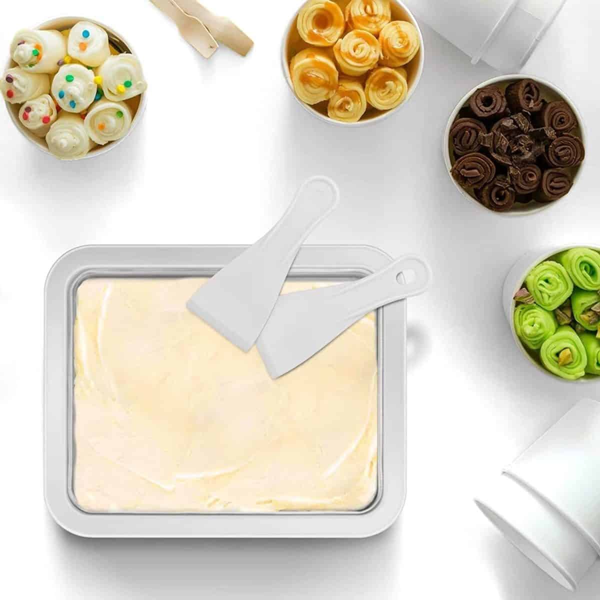 เครื่องทำไอศกรีมรีด - เครื่องทำไอศกรีมทันทีสำหรับเด็ก เครื่องรีดไอศกรีมแบบครอบครัว- เครื่องทำโยเกิร์ต- เครื่องทำผลไม้แช่แข็งจุดหวาน - ของขวัญที่ยอดเยี่ยมสำหรับเด็ก