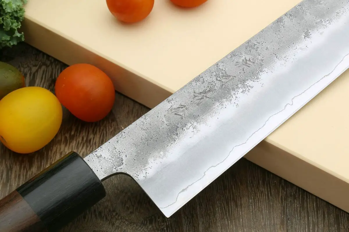 Japanese knife with Nashiji knife finish